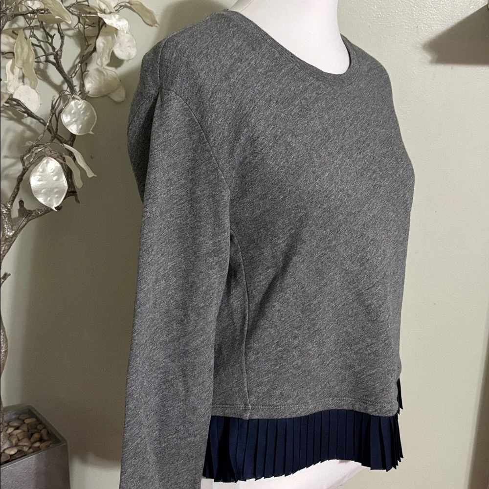 J Crew Gray Sweater Navy Pleated Hem